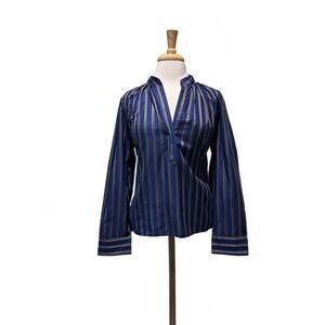 NEW CISSA women's puff long sleeve blouse in bowood stripe